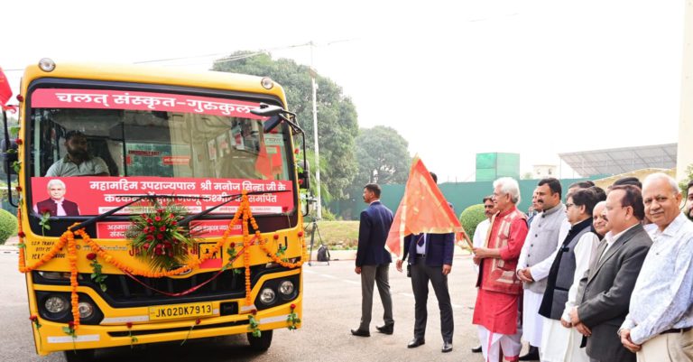 Lt Governor flags off Shri Kailakh Jyotish & Vedic Sansthan Trust’s 2nd Mobile Sanskrit Gurukul