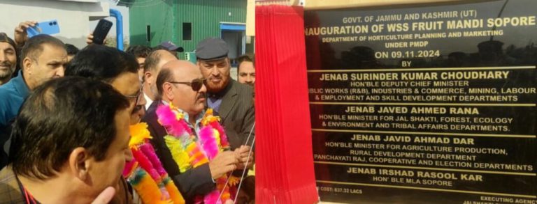 Deputy CM visits Sopore; inaugurates Water Supply Scheme at Sopore Fruit Mandi