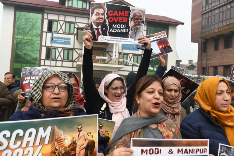 Police foil J&K Congress’ march to Raj Bhavan seeking Adani’s arrest in Srinagar