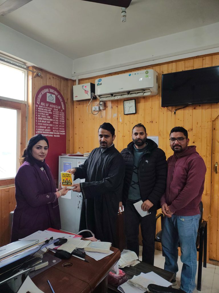 In a continued effort to promote road safety and create awareness among road users, on the directions of Regional Transport Officer (RTO) Kashmir