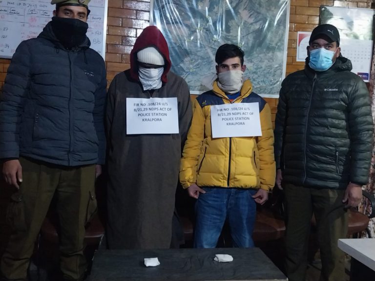 Kupwara Police Apprehend Two Individuals with Narcotics; 13 Grams of Heroin-like Substance Recovered