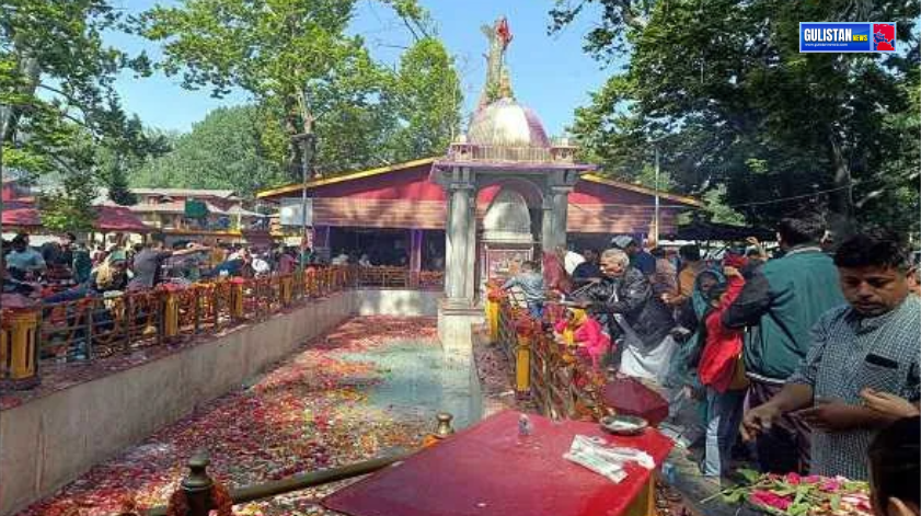 Heavy rush at Mata Kheer Bhawani Shrine in 2024 GulistanNewsTv